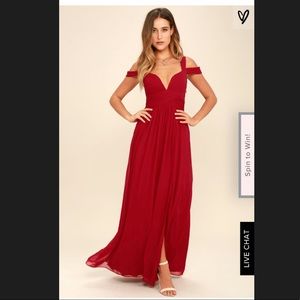 OCEAN OF ELEGANCE WINE RED MAXI DRESS